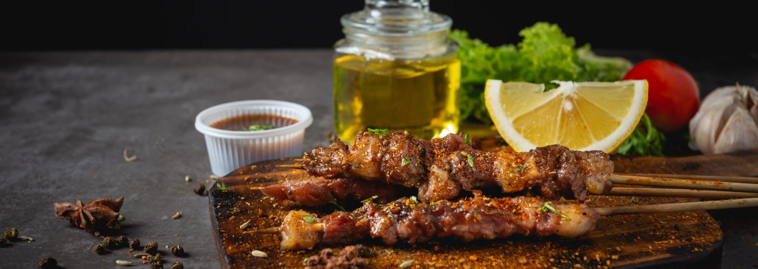 BBQ grill cooked with hot spicy Sichuan pepper sauce Is a Chines BBQ grill cooked with hot spicy Sichuan pepper sauce Is a Chinese herb.